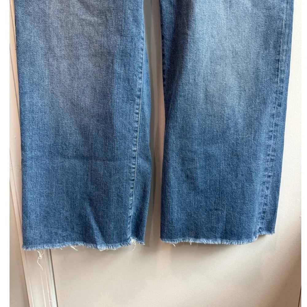 J.Crew Slim Wide Leg Jeans Womens 30 Medium Blue Wash Raw Hem High Rise Denim